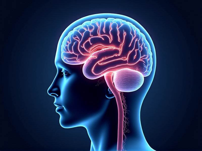 An illustration of the human brain with highlighted neural pathways, showing the neurological changes during the migraine prodrome phase. The image uses a cool color palette with shades of blue and purple, emphasizing the scientific and clinical nature of the content.